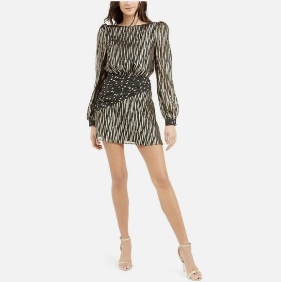 Rachel Zoe Rexford Gold Metallic Mini Dress Size 2 - Picture 1 of 10